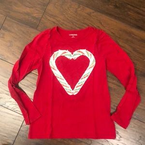 Lands End sequin detail holiday long sleeve tee